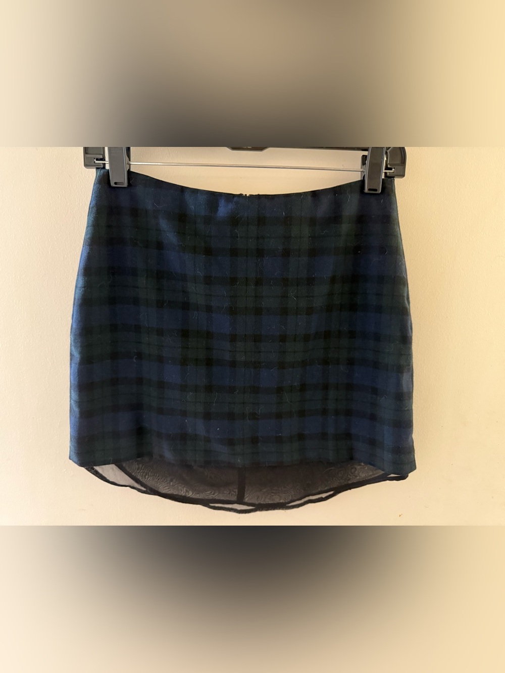 Zara Plaid Mini Skirt in Navy and Green